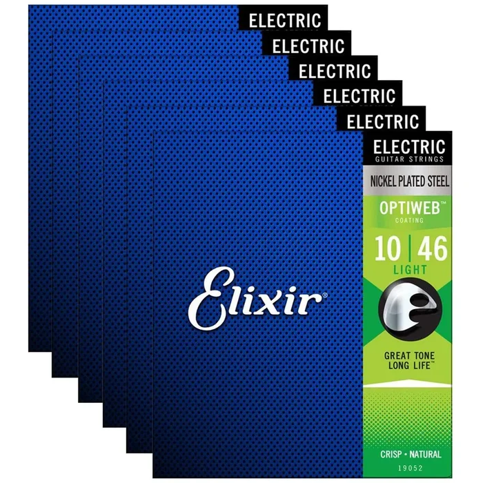 Elixir 19052 Optiweb Electric Guitar Strings Light 10-46 (6 Pack Bundle)