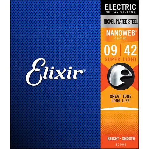 Elixir – Electric Guitar String – 9-42 Nanoweb Super Light (12002) (1 Pack)