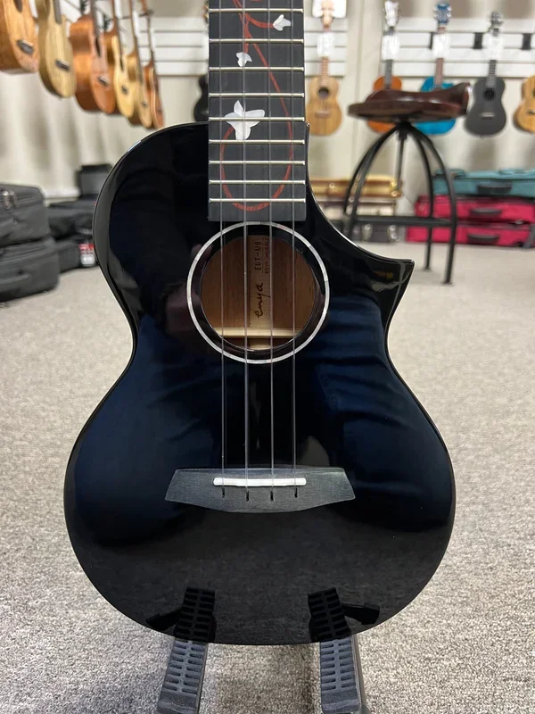Enya EUT-M6 Black Solid Mahogany Tenor Ukulele w/Case