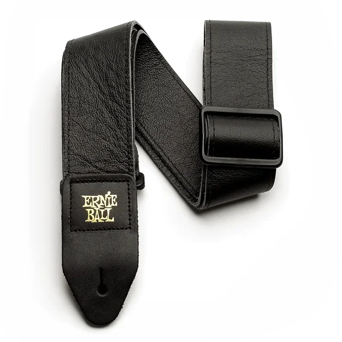 Ernie Ball 2″ Tri-Glide Italian Leather Guitar Strap Black
