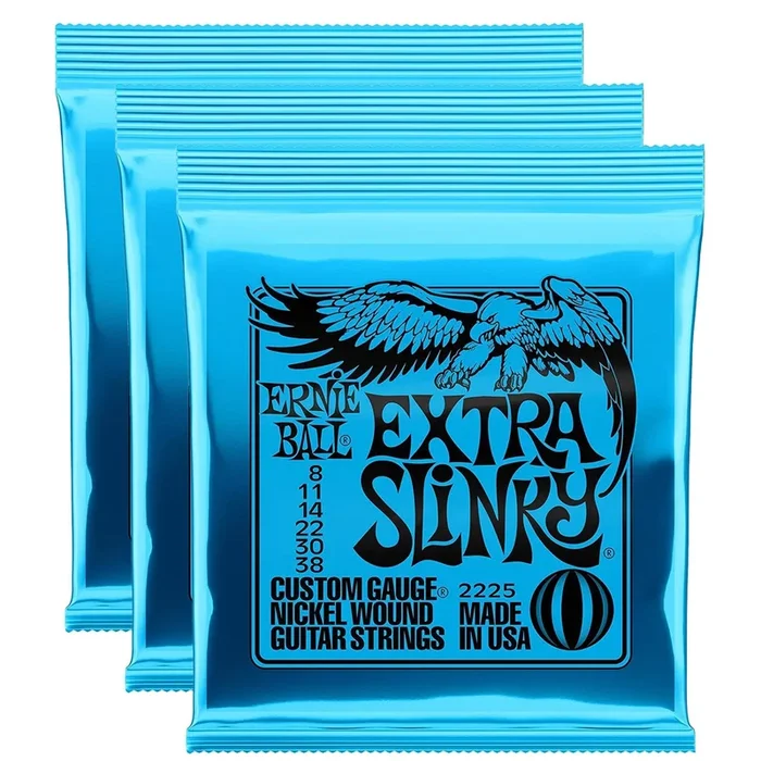 Ernie Ball 2225 Extra Slinky 8-38 (3 Pack Bundle)