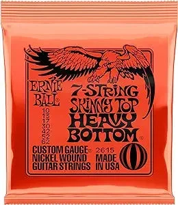 Ernie Ball 2615 Skinny Top Heavy Bottom Slinky Nickel Wound Electric Guitar String – .010-.062 7-string