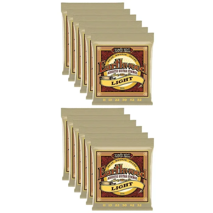 Ernie Ball Earthwood 80/20 Bronze Light 11-52 (12 Pack Bundle)