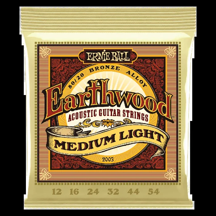 Ernie Ball Med/Light Earthwood 80/20 Bronze Acoustic Guitar Strings, 12-54 Gauge