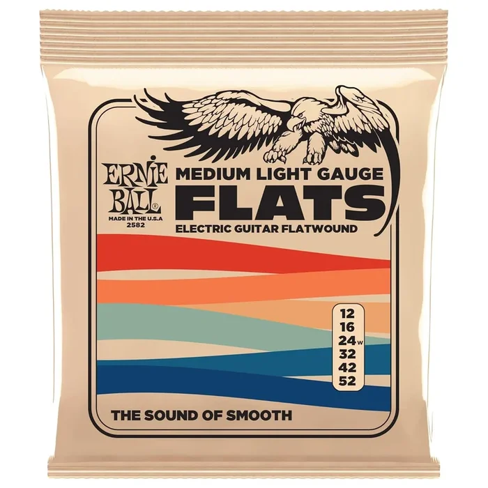 Ernie Ball Med-Light Stainless Steel Flatwound Electric Guitar Strings – 12-52