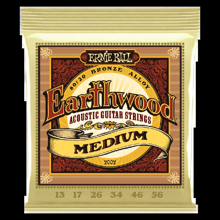 Ernie Ball Medium Earthwood 80/20 Bronze Acoustic Guitar Strings, 13-56 Gauge