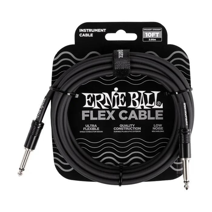 Ernie Ball P06434 Flex Instrument Cable Straight/Straight 10ft – Black