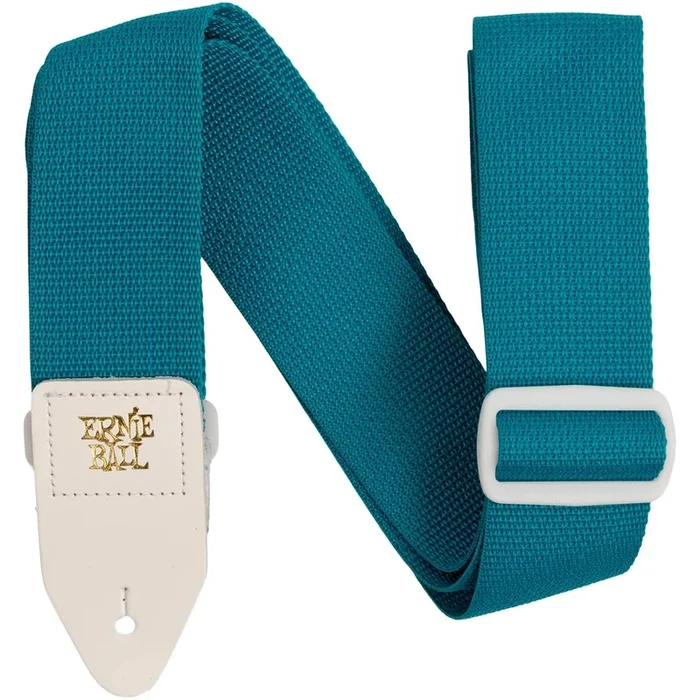 Ernie Ball Polypro Guitar Strap/Bass Strap – Teal w/ White