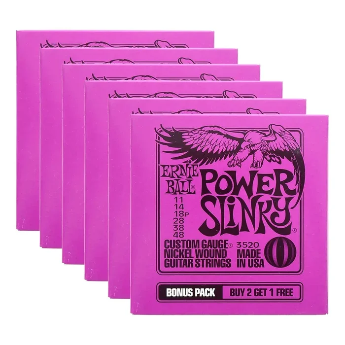 Ernie Ball Power Slinky 11-48 Bonus Pack 12 Pack (6 Bonus) Bundle