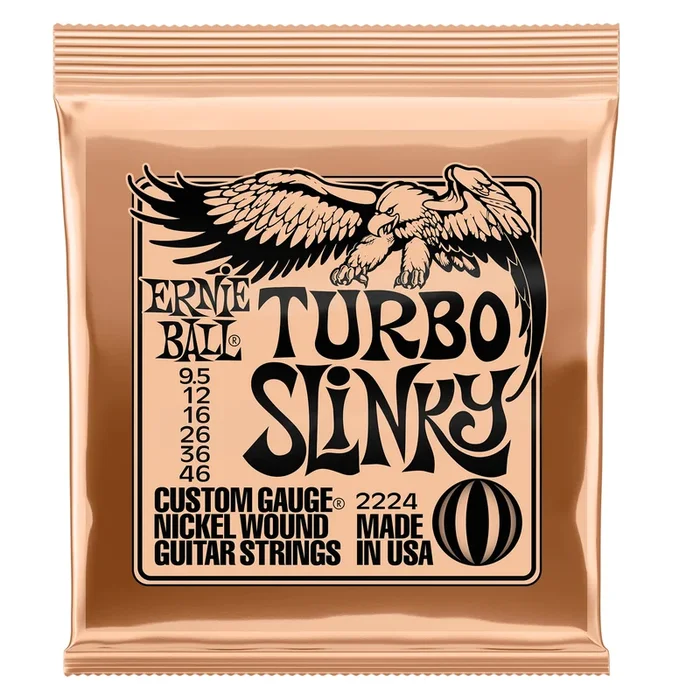 Ernie Ball Turbo Slinky Nickel Wound Electric Guitar Strings 9.5 – 46 Gauge