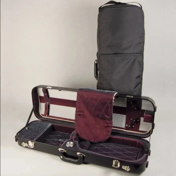 Estuche para violín Bobelock 1060 oblongo, Negro/Rojo ahumado