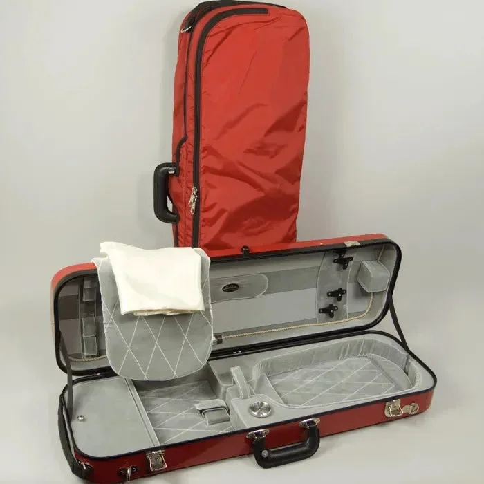 Estuche para violín Bobelock 1060 oblongo, rojo/plateado