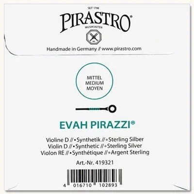 Evah Pirazzi Violin D String – 4/4 – Medium Gauge (Synthetic/Silver)