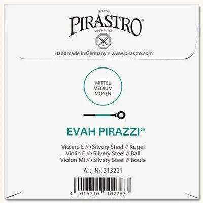 Evah Pirazzi Violin E String – 4/4 – Medium Gauge – Ball (Silvery Steel)