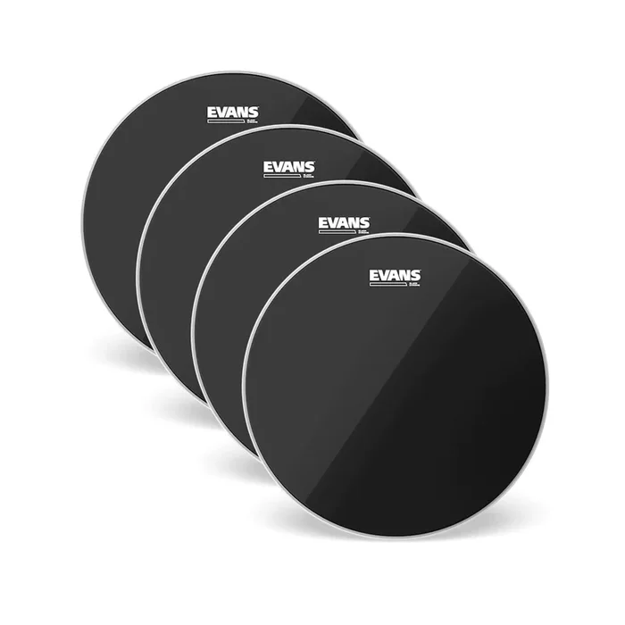 Evans 12″ Black Chrome Tom Batter (4 Pack Bundle)
