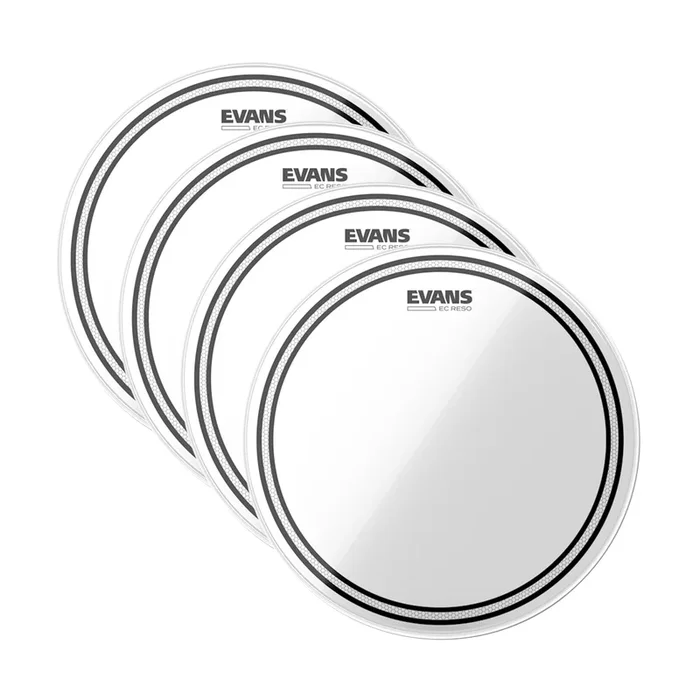 Evans 13″ EC Resonant Tom Drum Head (4 Pack Bundle)