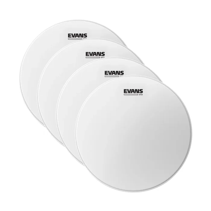 Evans 13″ G12 Coated White Drum Head (4 Pack Bundle)