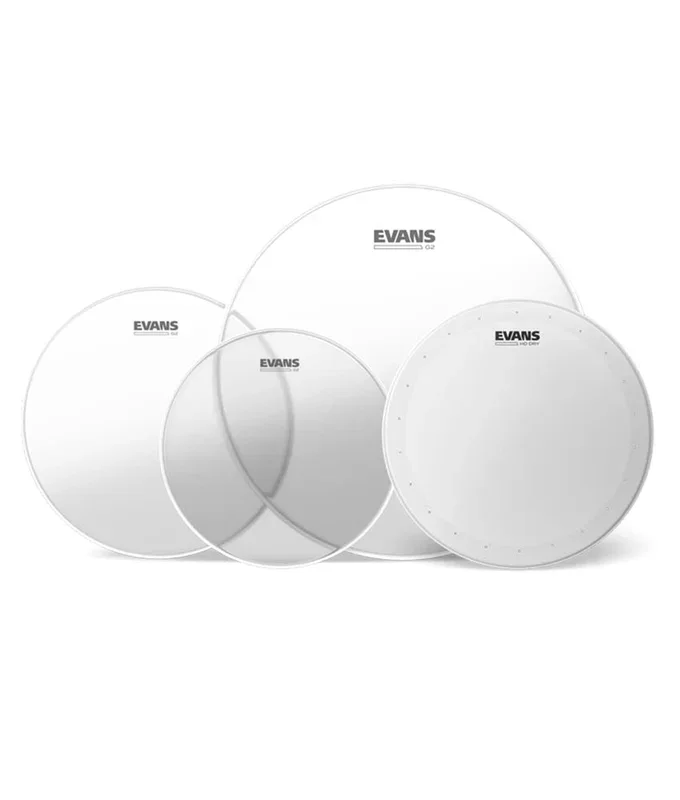 Evans G2 Clear Rock Drumhead Pack 10″, 12″, 16″ w/ 14″ HD Dry Snare Batter