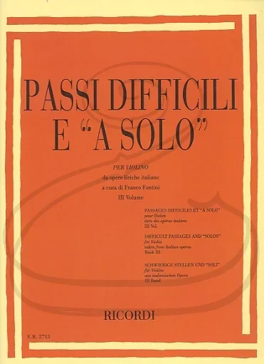 Fantini: Difficult Passages & Solos from Italian Operas, Vol.3 (violin) Ricordi