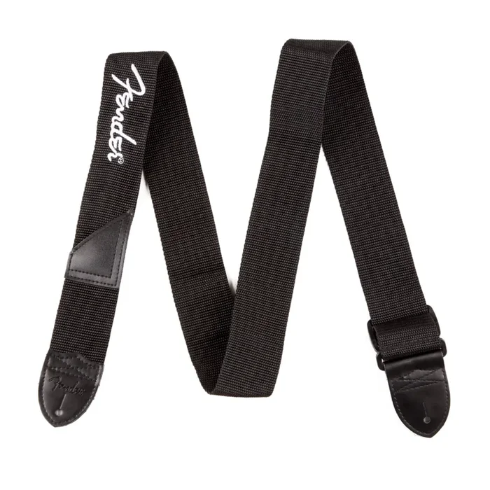 Fender 2″ Black Poly Strap – White logo