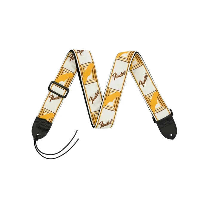Fender 2″ Monogrammed Guitar Strap White/Brown/Yellow
