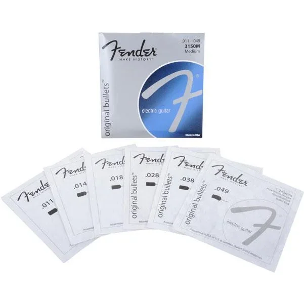 Fender 3150M Original Bullets – Pure Nickel Bullet Ends Electric Guitar Strings – 11-49