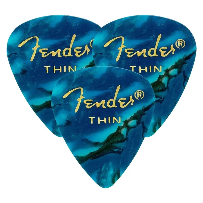 Fender 351 Pick Pack Ocean Turquoise Thin 3 Pack (36) Bundle