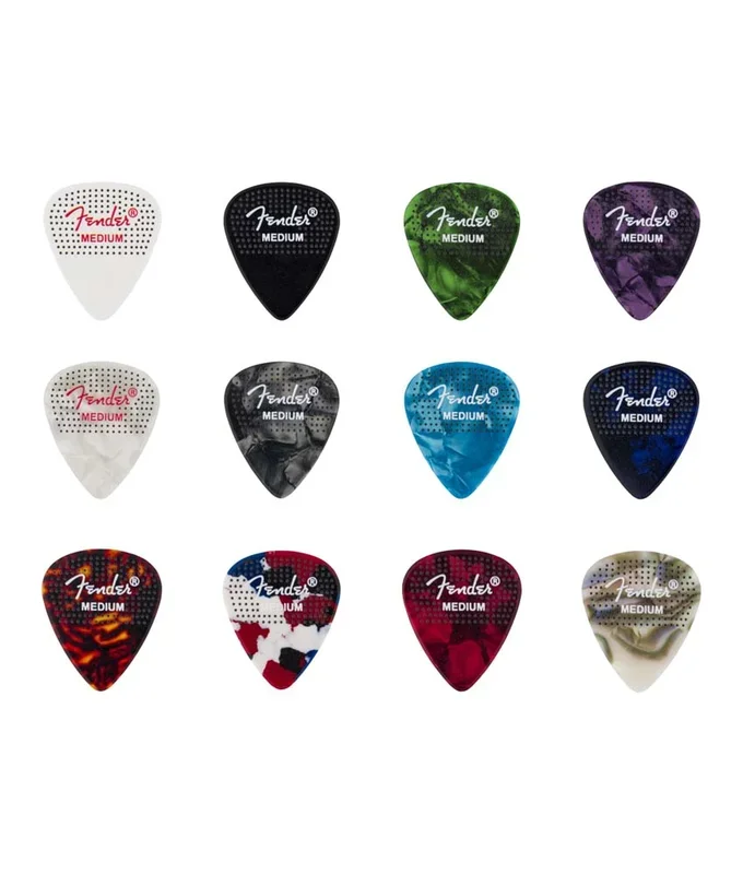 Fender 351 Shape, Dotted Celluloid Medley, Heavy Guitar Picks – 12 Pack