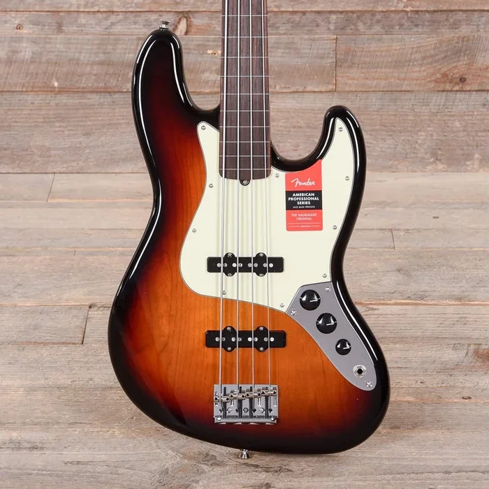 Fender American Pro Jazz Bass Fretless 3-Color Sunburst w/Mint Pickguard