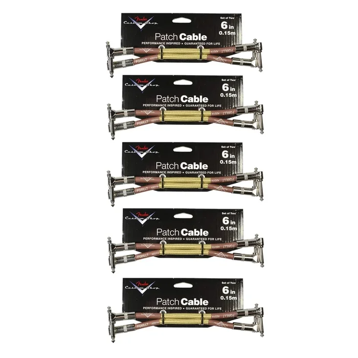 Fender Custom Shop Series Instrument Patch Cable 6″ A/A Tweed 10 Pack Bundle