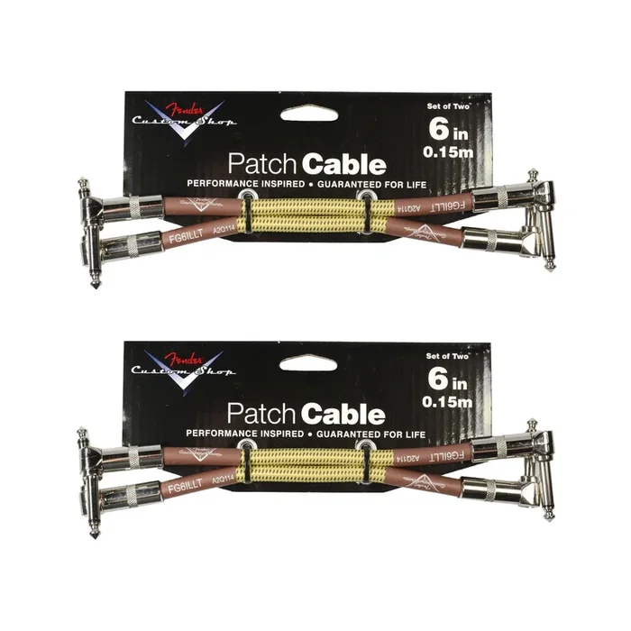 Fender Custom Shop Series Instrument Patch Cable 6″ A/A Tweed 4 Pack Bundle