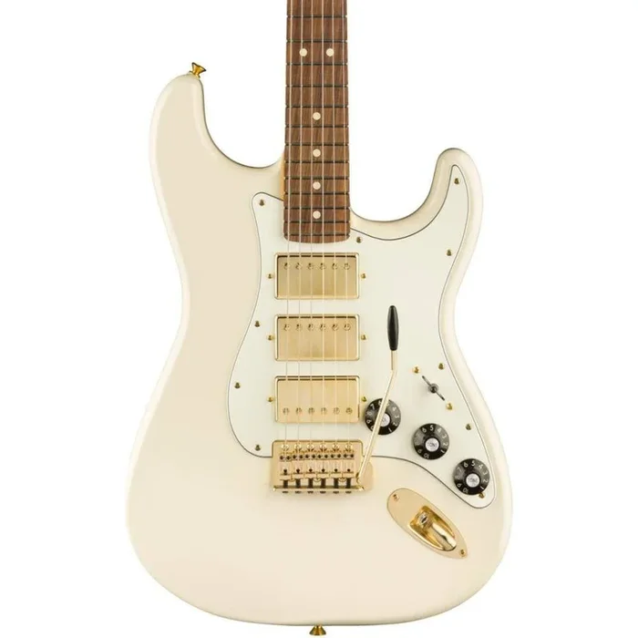 Fender FSR Mahogany Blacktop Stratocaster HHH Olympic White Gold