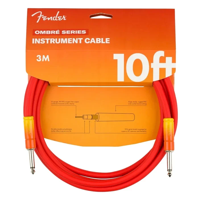 Fender Ombré Series Straight to Straight Instrument Cable – 10 foot, Tequila Sunrise