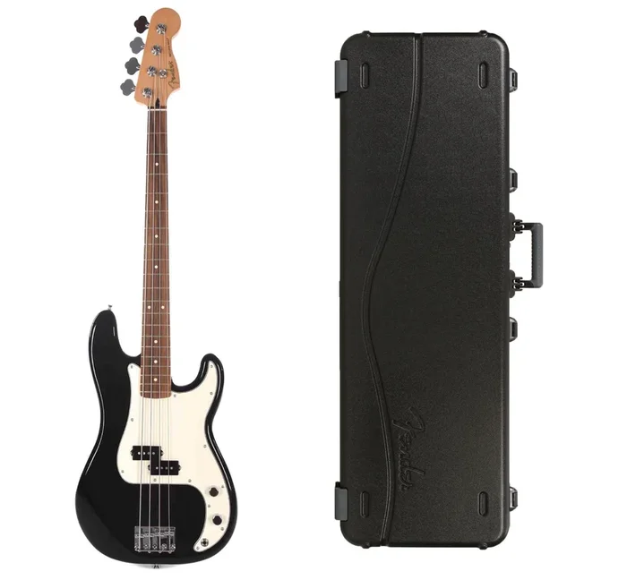 Fender Player Precision Bass PF Black Bundle w/Fender Molded Hardshell Case