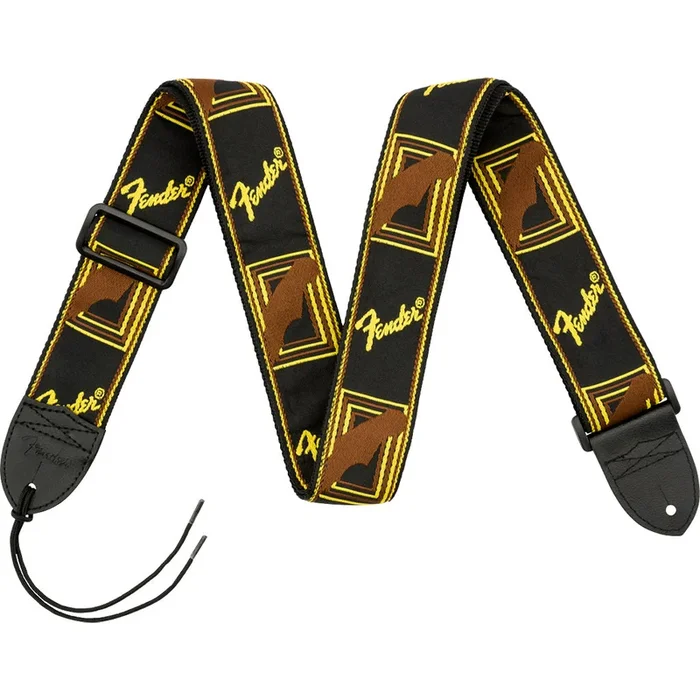 Fender® – 2″ Monogrammed Strap – Black/Yellow/Brown