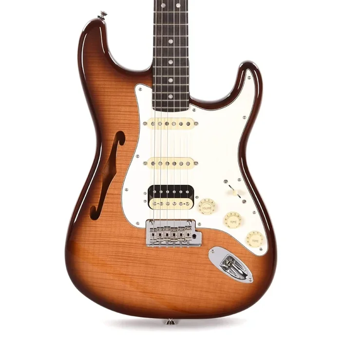 Fender Rarities USA Thinline Flametop Stratocaster HSS Rosewood Neck Violin Burst
