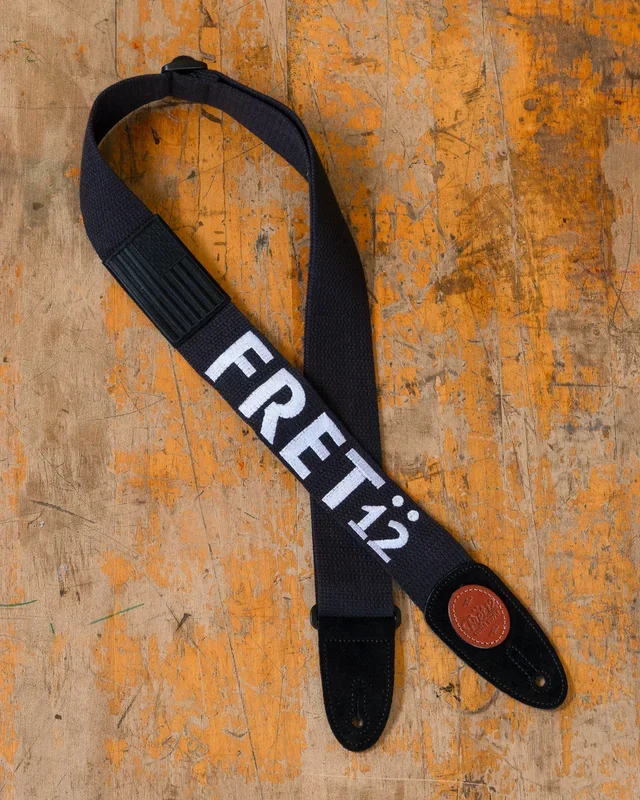 FRET12 OLD GLORY FLAG ALL BLACK GUITAR STRAP – BLOCK LOGO
