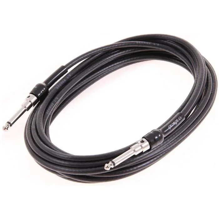 George L’s Instrument Cable 15′ .155 Black with Nickel Plated Plugs
