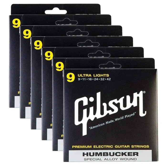 Gibson Gear Special Alloy Humbucker Electric Guitar Strings Ultra Light 9-42 (6 Pack Bundle)