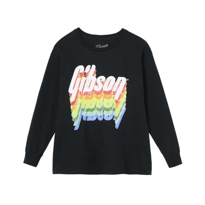 Gibson Kid’s Rainbow Logo Longsleeve Tee – Black Small