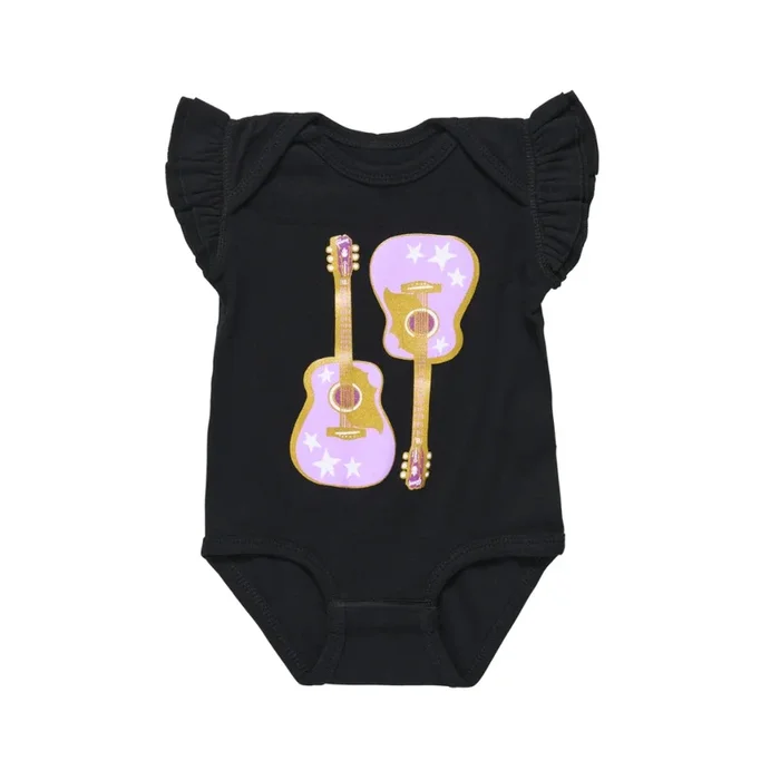 Gibson Pink Guitar Baby Onesie – Black 6/12M