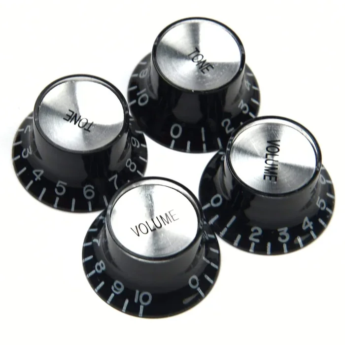 Gibson Top Hat Knobs 4-Pack Black-Silver