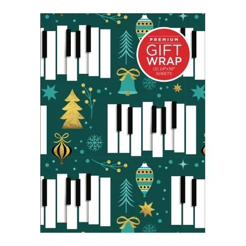 Golden Piano Keys Holiday Gift Wrapping Paper