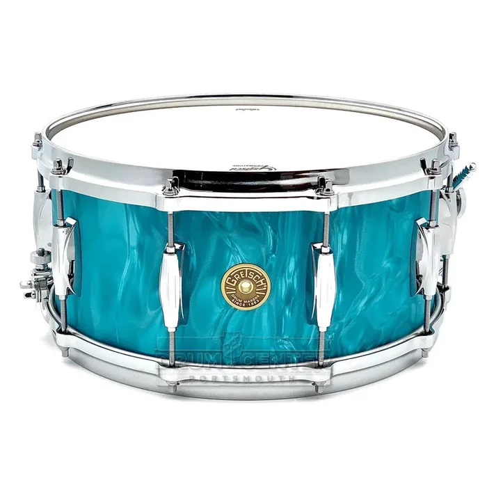 Gretsch USA Custom Snare Drum 14×6.5 Aqua Satin Flame w/Micro-Sensitive Throw-Off