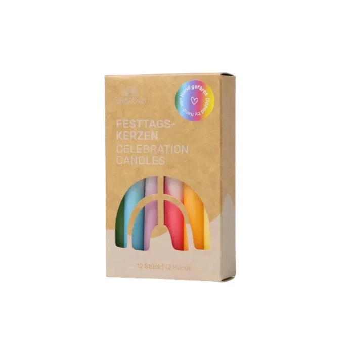 Grimm’s celebration candles dip dyed rainbow – 12pcs