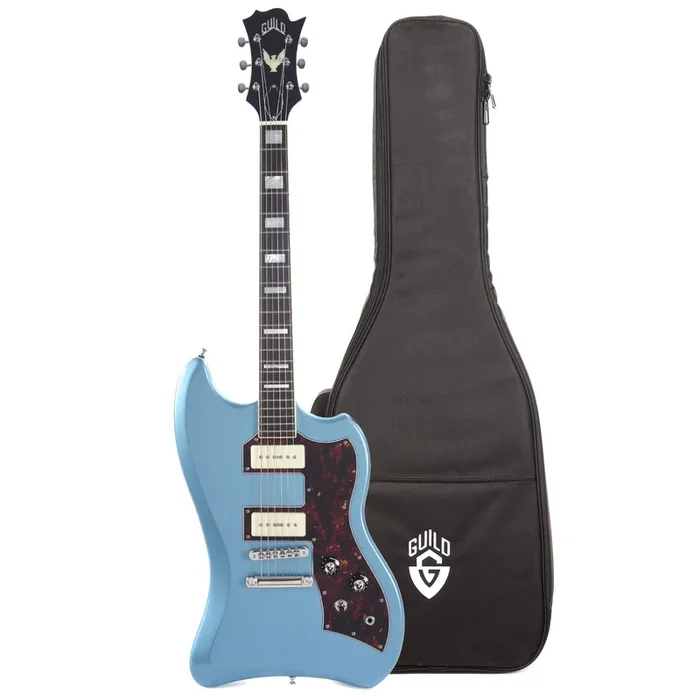 Guild T-Bird ST w/Franz P90 Pelham Blue and Deluxe Electric Gig Bag Bundle