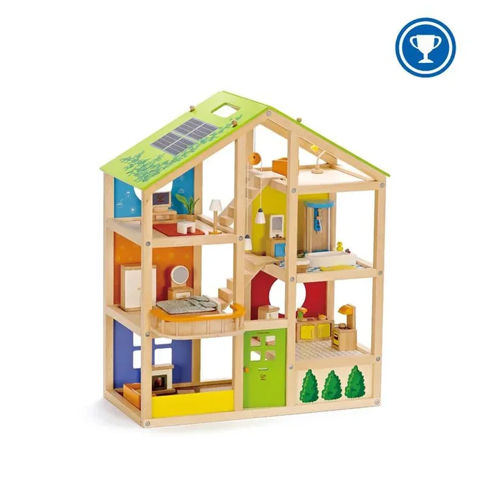 Hape all season dollhouse with furniture