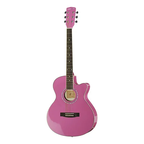 Harley Benton EAX-10 Cutaway Electro Acoustic Guitar – Pink High Gloss