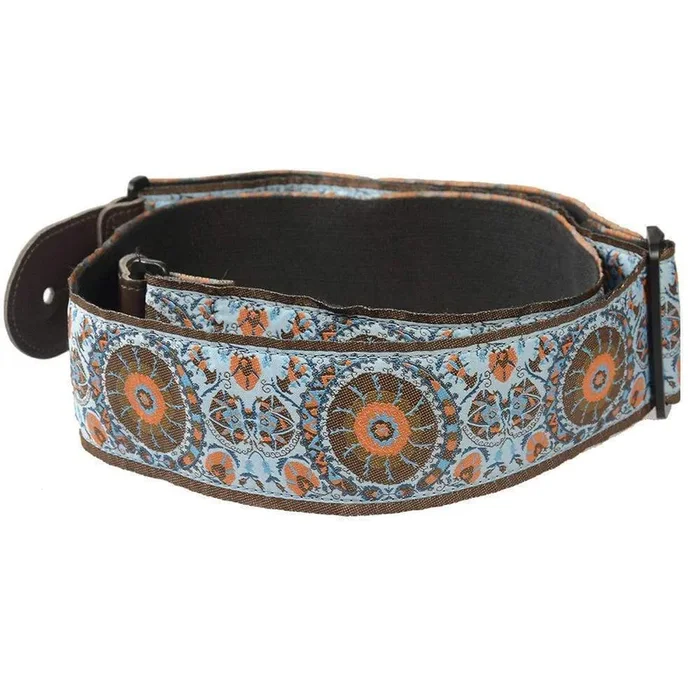 Henry Heller Sky Blue Gypsy Jacquard 2.5″ Guitar Strap w/Cotton Backing