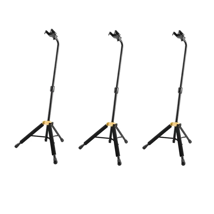 Hercules GS414B Plus Auto Grip System Guitar Stand 3 Pack Bundle